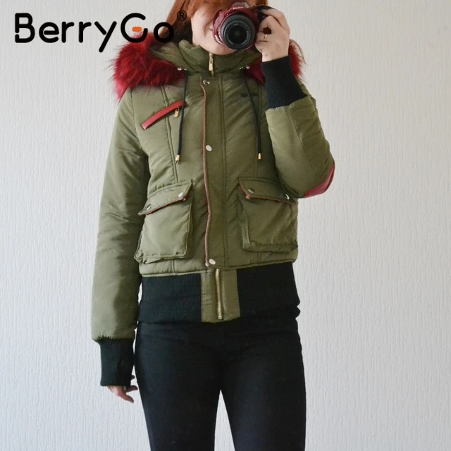 BerryGo Hood fur padded parka winter jacket women coat Warm pocket zipper overcoat Thick snow wear jacket coat female 2017
BerryGo Hood fur padded parka winter jacket women coat Warm pocket zipper overcoat Thick snow wear jacket coat female 2017
