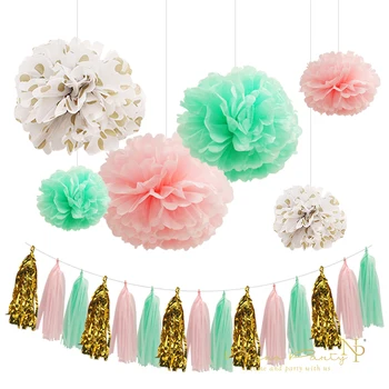 Nicro 9 Pcs/Lot Mint Green Paper Flowers Fresh Pink Gold Dot Tassel Garland DIY Gender Reveal Party Decoration Supplies #Set12
Nicro 9 Pcs/Lot Mint Green Paper Flowers Fresh Pink Gold Dot Tassel Garland DIY Gender Reveal Party Decoration Supplies #Set12