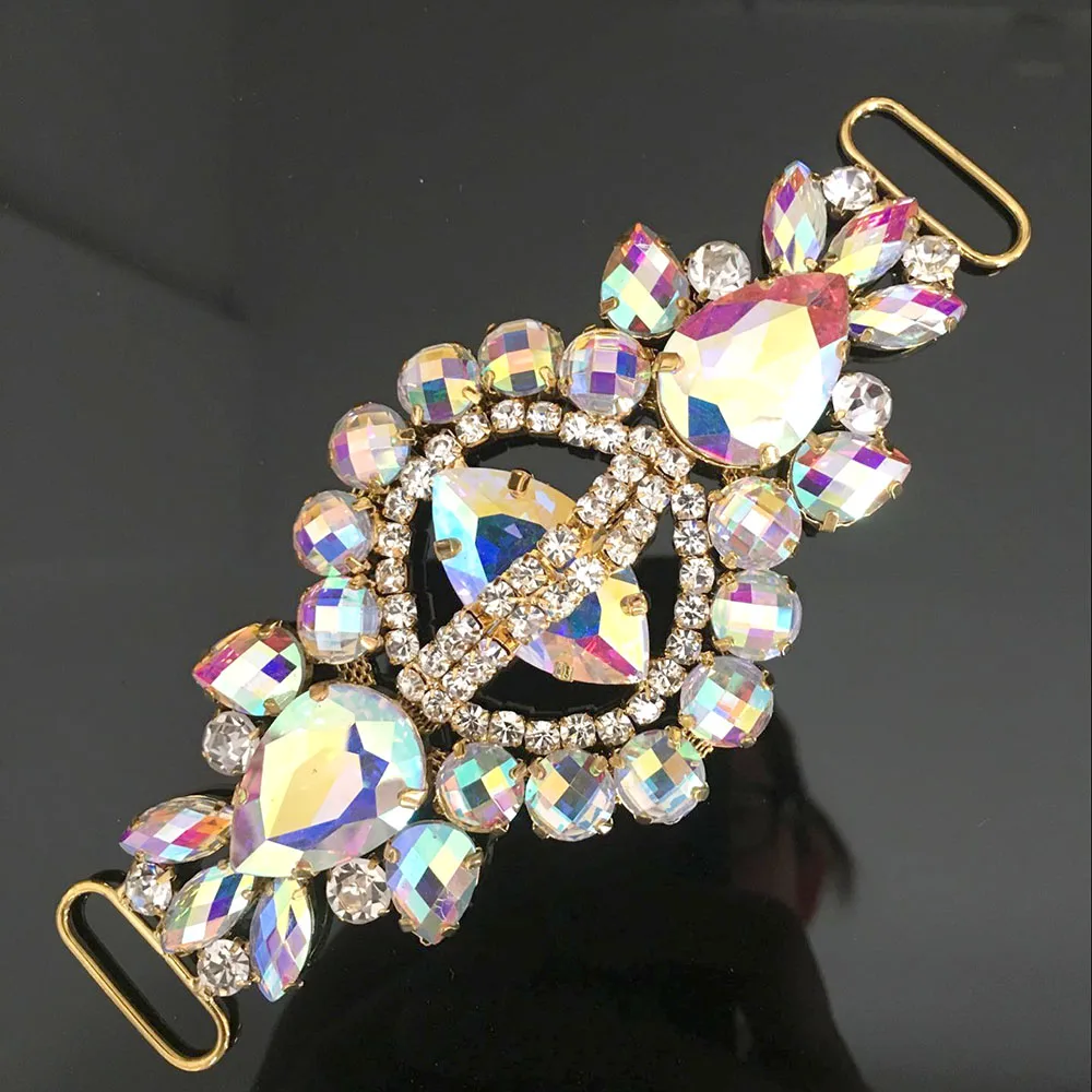12*5.8cm crystal AB rhinestone applique with shoulder Buckle Gold Base wedding Dress Belt Applique Sew on Party Dress Decoration
12*5.8cm crystal AB rhinestone applique with shoulder Buckle Gold Base wedding Dress Belt Applique Sew on Party Dress Decoration