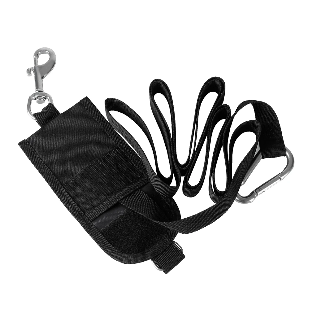 Heavy Duty Technical Scuba Diving Jon Line with Pouch Clip D Ring Carabiner 1' 7.2ft for Underwater Technical Scuba Diving