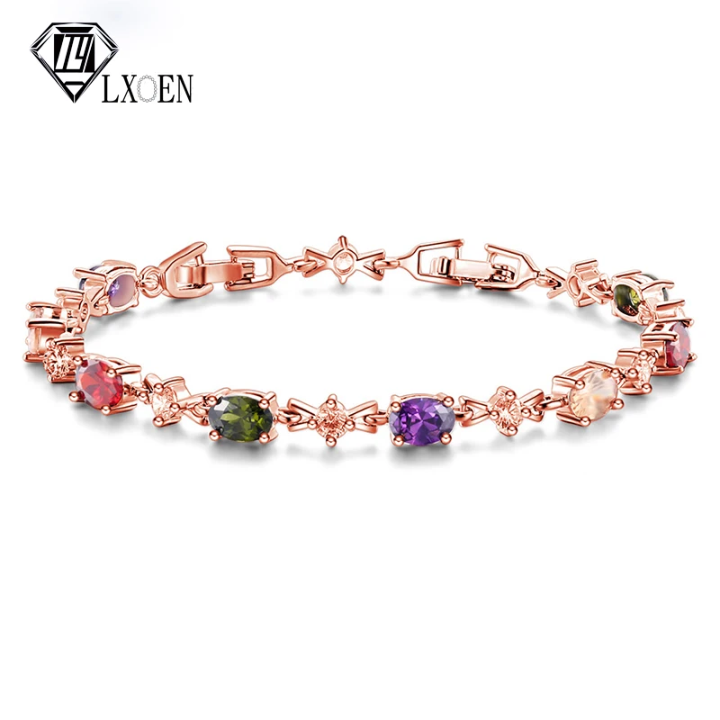 LXOEN Brand Chain Link Bracelet Rose Gold-Color Multicolor Shape AAA Zircon Stone Charm Bracelet for Women Jewelry
LXOEN Brand Chain Link Bracelet Rose Gold-Color Multicolor Shape AAA Zircon Stone Charm Bracelet for Women Jewelry