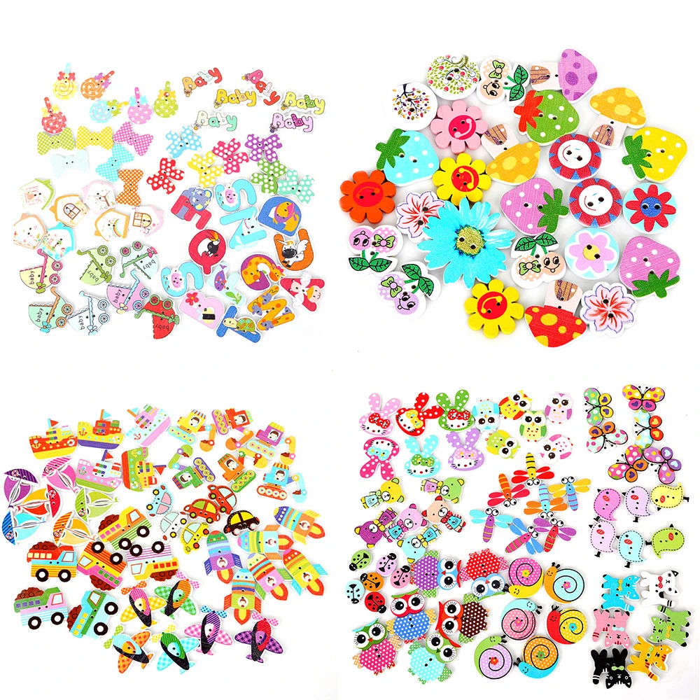 FREE DIY 200pcs cat 2 Holes Wooden Buttons Sewing Scrapbooking Crafts 18mm