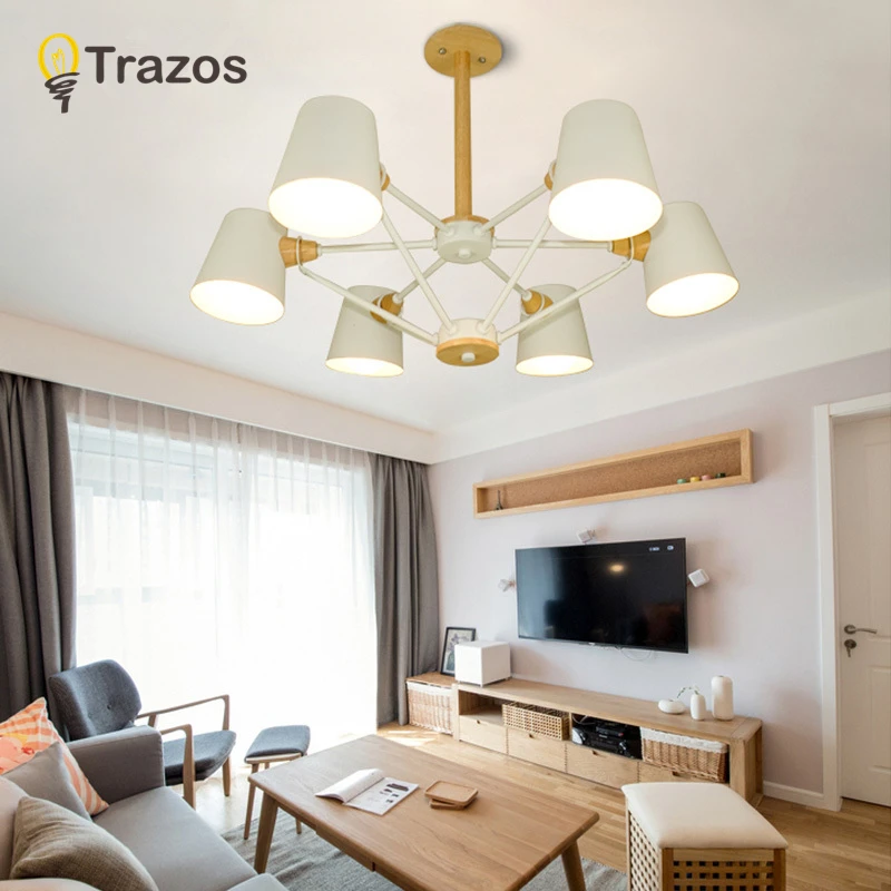 TRAZOS Nordic Chandelier E27 With Iron Lampshade For Living Room Suspendsion Lighting Fixtures Lamparas Colgantes Wooden Lustre
TRAZOS Nordic Chandelier E27 With Iron Lampshade For Living Room Suspendsion Lighting Fixtures Lamparas Colgantes Wooden Lustre