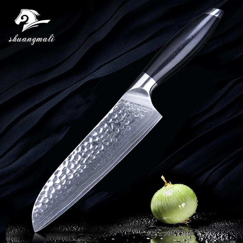 Kitchen Knife 7 Inch Santoku Damascus Steel Utility Knife VG10 67 Layers Japanese Steel
Kitchen Knife 7 Inch Santoku Damascus Steel Utility Knife VG10 67 Layers Japanese Steel