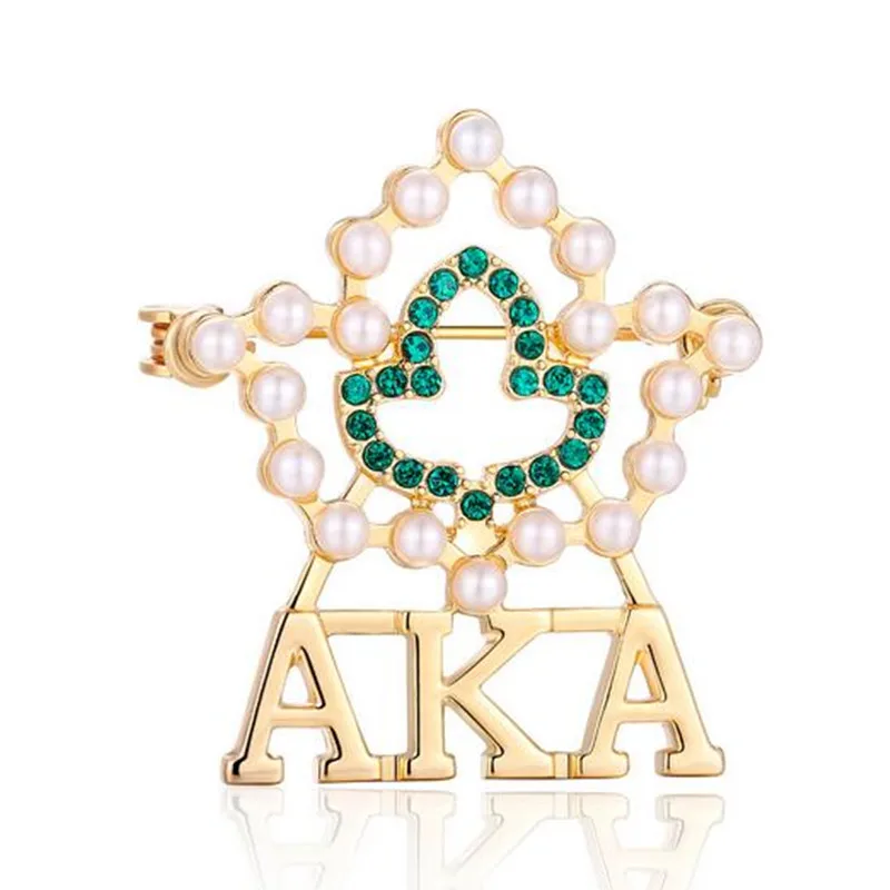 High Quality White Pearl Green Rhinestone Gold Leaf AKA Brooch Alpha K Alpha Sorority Pin Brooches Women Jewelry 1PCS
High Quality White Pearl Green Rhinestone Gold Leaf AKA Brooch Alpha K Alpha Sorority Pin Brooches Women Jewelry 1PCS
