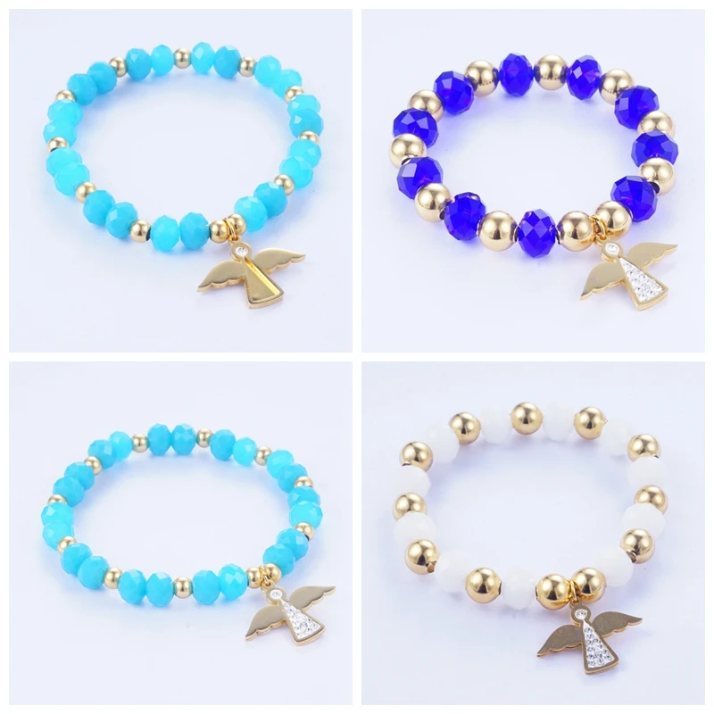 Yunkingdom 4 Colors Handmade Beads Charm Bracelet & Bangles Angel Pendant Bracelets for Women Girls Stainless Steel Jewelry
Yunkingdom 4 Colors Handmade Beads Charm Bracelet & Bangles Angel Pendant Bracelets for Women Girls Stainless Steel Jewelry