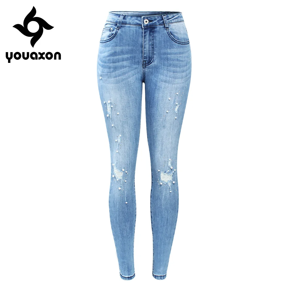 2184 Youaxon Brand New EU Size Ripped Jeans With Beads Woman Plus Size Stretchy Denim Skinny Pants Trousers For Women Jeans
2184 Youaxon Brand New EU Size Ripped Jeans With Beads Woman Plus Size Stretchy Denim Skinny Pants Trousers For Women Jeans