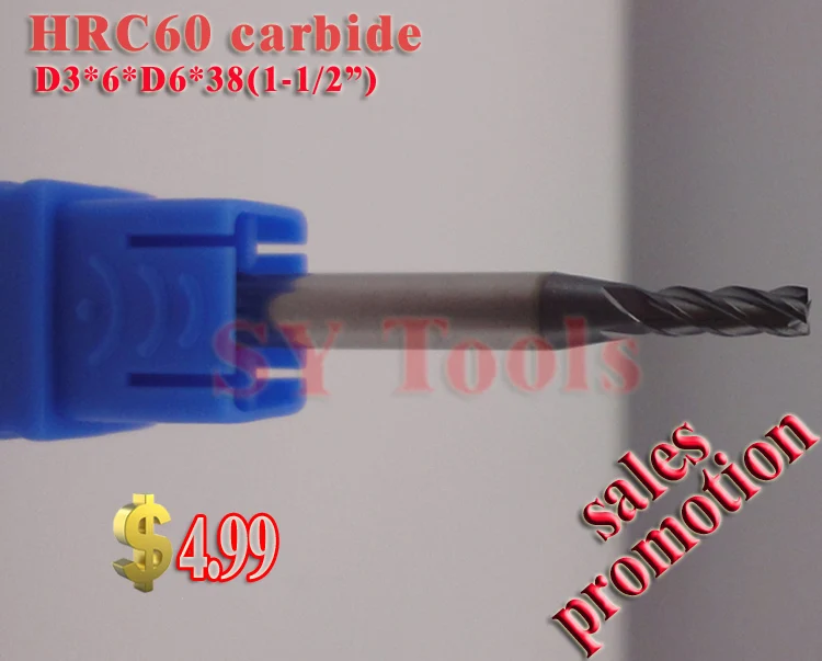 Sales promotion High quality Spiral Bit Milling Tools Carbide CNC Endmill Router bits hrc60 D3*6*D6*38
Sales promotion High quality Spiral Bit Milling Tools Carbide CNC Endmill Router bits hrc60 D3*6*D6*38