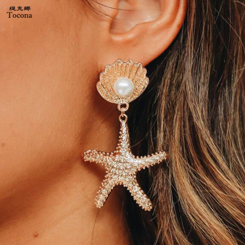 Tocona 6 Style Summer New Fashion Drop Earrings Gold Color High Quality Shell Starfish Shape Jewelry For Women Ladies Beach
Tocona 6 Style Summer New Fashion Drop Earrings Gold Color High Quality Shell Starfish Shape Jewelry For Women Ladies Beach
