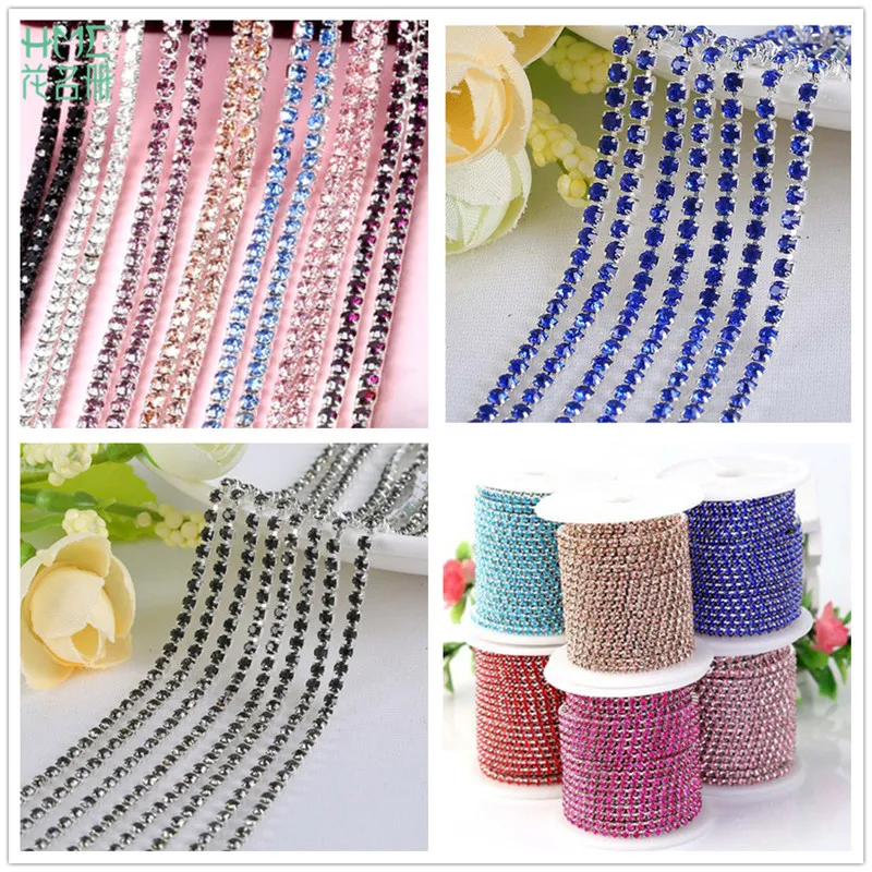 New 1m/lot ss6 2mm High Density Flatback Rhinestone Chain Sew-On Glue-On Silver Base Claw Rhinestone Trim DIY Decor Accessories
New 1m/lot ss6 2mm High Density Flatback Rhinestone Chain Sew-On Glue-On Silver Base Claw Rhinestone Trim DIY Decor Accessories
