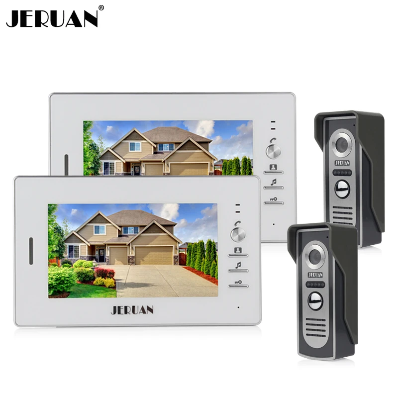 JERUAN 7 inch color screen Video door phone intercom system TWO monitor + 2 IR Night vision Camera
JERUAN 7 inch color screen Video door phone intercom system TWO monitor + 2 IR Night vision Camera