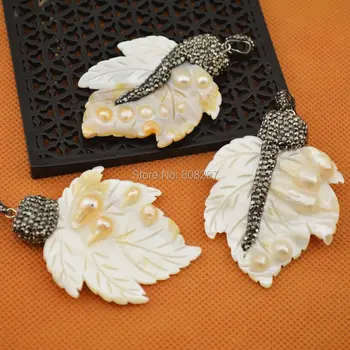 Fashion 5Pcs Maple Leaf Shell with Pave Rhinestone Pendants For Making Necklace Jewelry Finding
Fashion 5Pcs Maple Leaf Shell with Pave Rhinestone Pendants For Making Necklace Jewelry Finding
