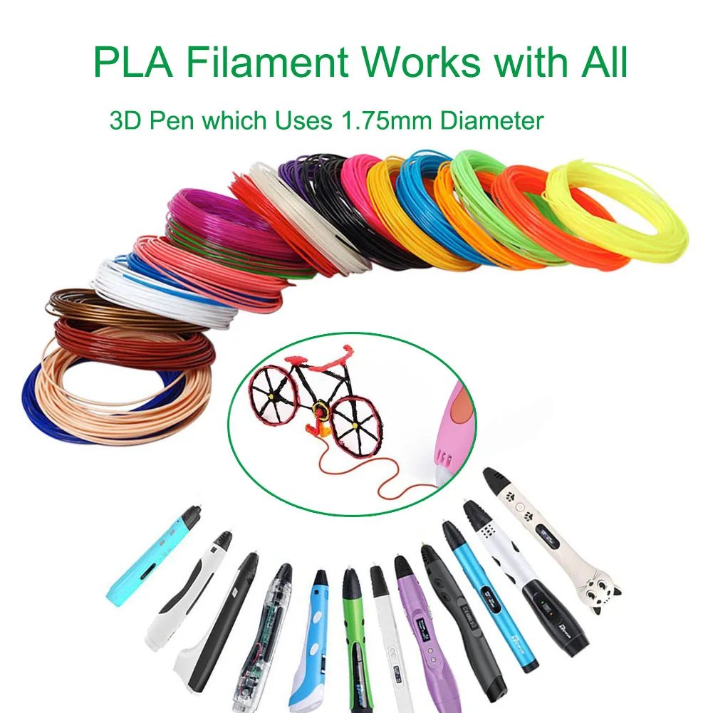 

5M 20 Colors 3D Pen Filament PLA 1.75mm Plastic Rubber Printing Filaments for 3D Printer ING-SHIPPING