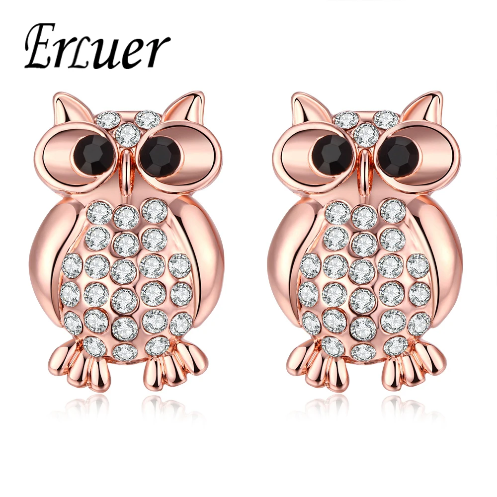 ERLUER Trendy Owl Collectors Jewelry fashion High Quality Rose Gold Color Rhinestone Stud Earrings For Women Brincos Bijoux
ERLUER Trendy Owl Collectors Jewelry fashion High Quality Rose Gold Color Rhinestone Stud Earrings For Women Brincos Bijoux
