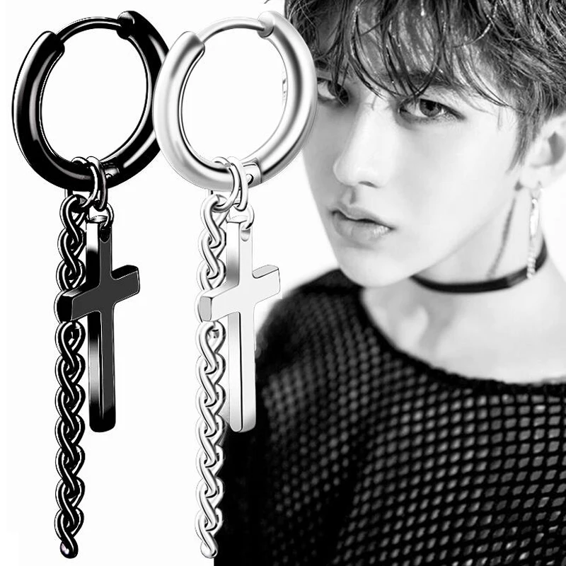 2 Pieces Huggie Earring Long Tassels Chain Cross Stainless Steel Crosses Earring Men boy girl Rock Earrings Cosplay Stud Earring
2 Pieces Huggie Earring Long Tassels Chain Cross Stainless Steel Crosses Earring Men boy girl Rock Earrings Cosplay Stud Earring