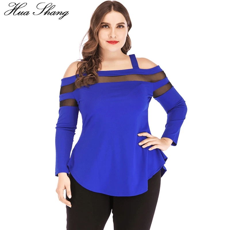 Plus Size Blouses Femme Slash Neck Long Sleeve Cold Shoulder Strap Blouse Blue Elegant Mesh See Trough Sexy Ladies Tunic Tops
Plus Size Blouses Femme Slash Neck Long Sleeve Cold Shoulder Strap Blouse Blue Elegant Mesh See Trough Sexy Ladies Tunic Tops