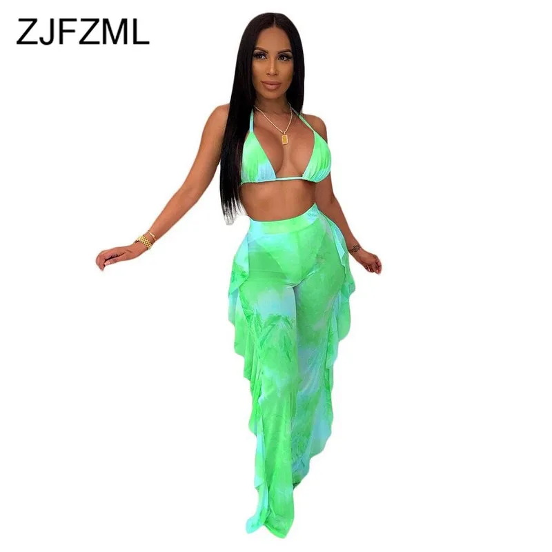 Neon Green Sheer Mesh Tie Dye 2 Piece Set Women Halter Backless Crop Top+Ruffles Pant Summer See Through Beach Outfit Tracksuit
Neon Green Sheer Mesh Tie Dye 2 Piece Set Women Halter Backless Crop Top+Ruffles Pant Summer See Through Beach Outfit Tracksuit