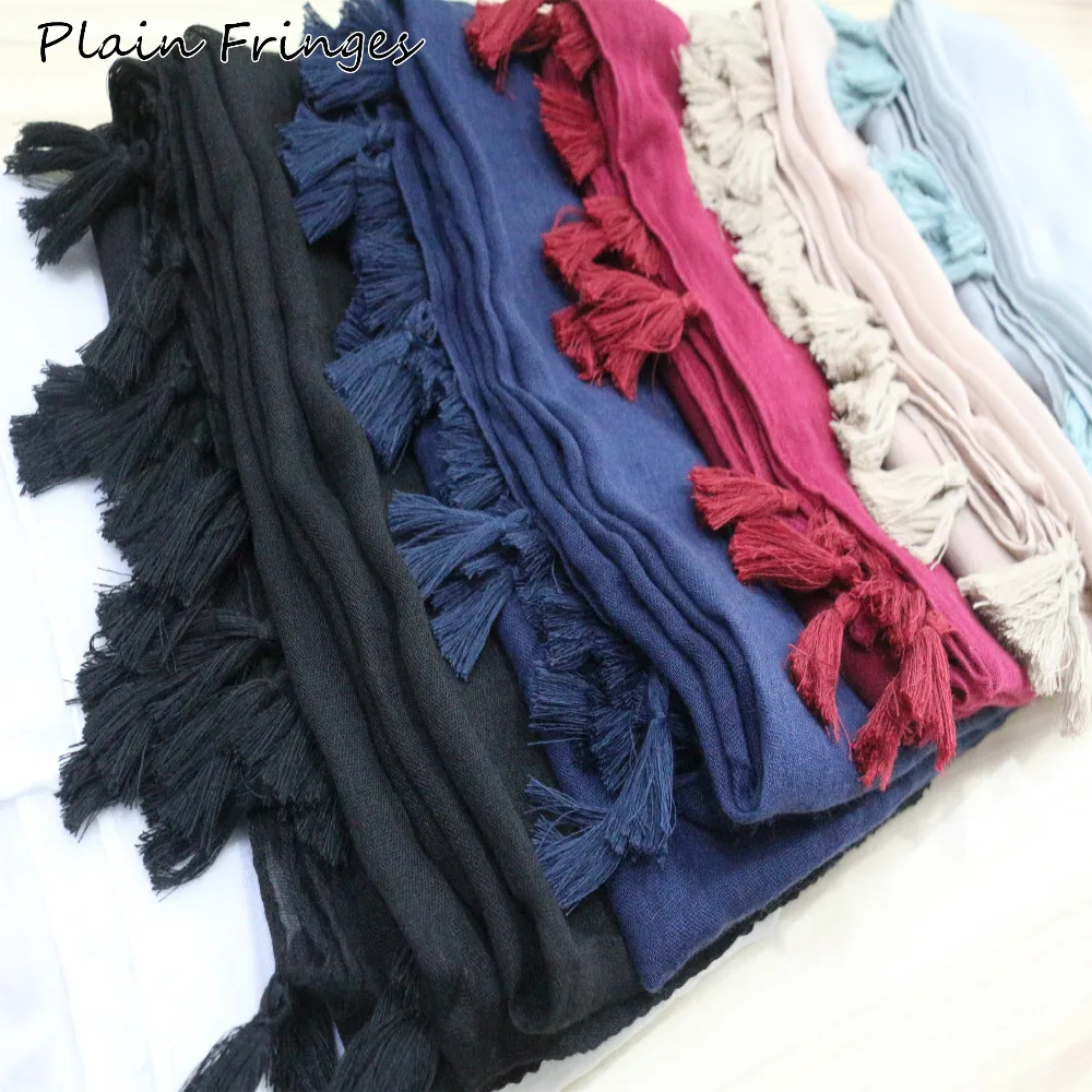 Hot sale Fringes Plain Hijabs Viscose Women Solid Shawl Wrap Large Head Scarf Islamic LadyTassels Design soft scarves 10pcs/lot
Hot sale Fringes Plain Hijabs Viscose Women Solid Shawl Wrap Large Head Scarf Islamic LadyTassels Design soft scarves 10pcs/lot