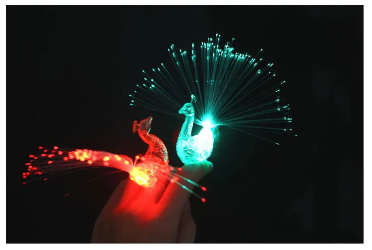 New Light finger lights fiber optic lights change color peacock LED toys for children
New Light finger lights fiber optic lights change color peacock LED toys for children