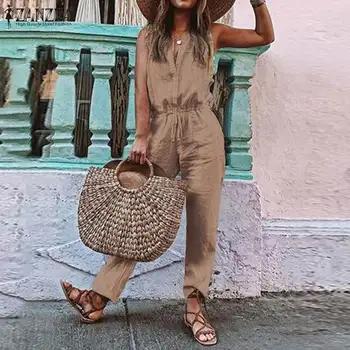 Women's Jumpsuits ZANZEA Plus Size Summer Overalls Casual V Neck Sleeveless Playsuits Drawstring Rompers Combinaison Femme 5XL
Women's Jumpsuits ZANZEA Plus Size Summer Overalls Casual V Neck Sleeveless Playsuits Drawstring Rompers Combinaison Femme 5XL