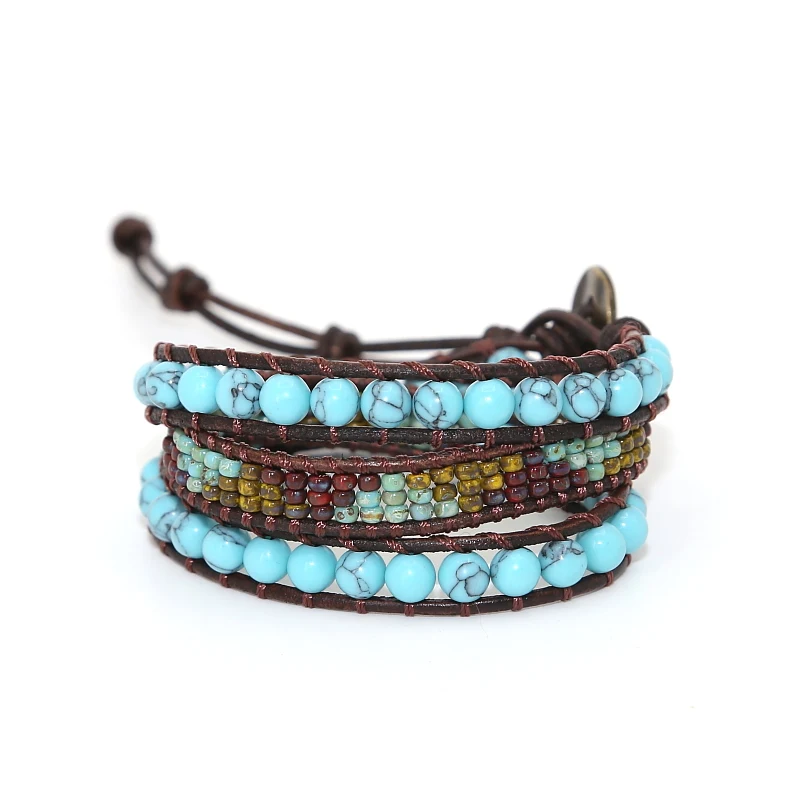 Drop shipping Natural Stones Charm 3 Strands Wrap Bracelets Handmade Boho Bracelet Unique Mixed Natural Stones Leather Bracelet
Drop shipping Natural Stones Charm 3 Strands Wrap Bracelets Handmade Boho Bracelet Unique Mixed Natural Stones Leather Bracelet