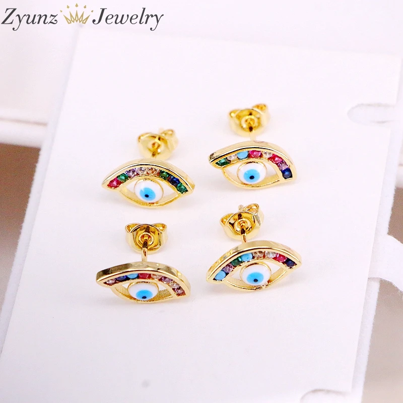 10Pairs, Gold Filled Shiny Design Crystal Eye Shape Rainbow Zirconia Stud Earring CZ Micro Pave Jewelry Earrings For Women Lady
10Pairs, Gold Filled Shiny Design Crystal Eye Shape Rainbow Zirconia Stud Earring CZ Micro Pave Jewelry Earrings For Women Lady