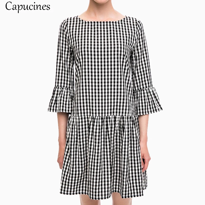 Capucines Plaid Oversized Back Buttons Pleated Autumn Dress Women Ruffles Flare Sleeve Checkered Loose Casual Dress Vestidos
Capucines Plaid Oversized Back Buttons Pleated Autumn Dress Women Ruffles Flare Sleeve Checkered Loose Casual Dress Vestidos