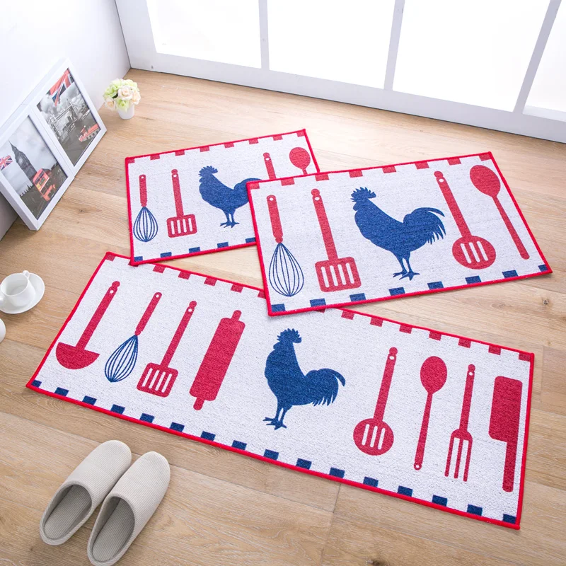 Image New White Red Blue Cooking Design Kitchen Area Rugs Carpet Non slip Floor Mats Hallway Balcony Living Room Bedroom Area Rugs