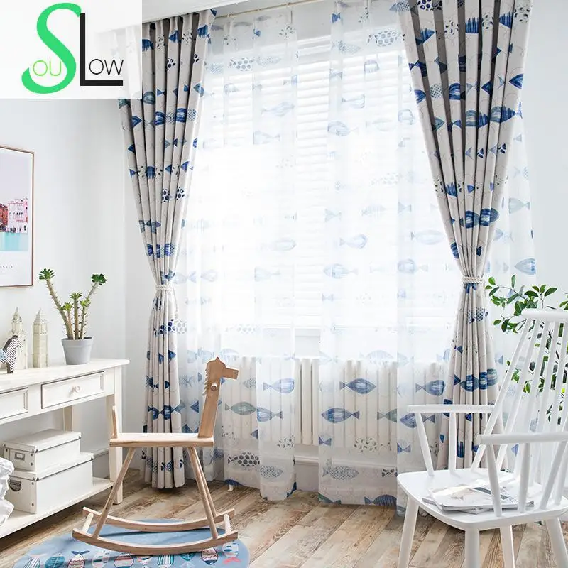 Slow Soul Blue Green Fish Modern Quality Simple Cartoon Curtains For Living Room Kitchen Bedroom Blackout Children Cortina Shade
Slow Soul Blue Green Fish Modern Quality Simple Cartoon Curtains For Living Room Kitchen Bedroom Blackout Children Cortina Shade