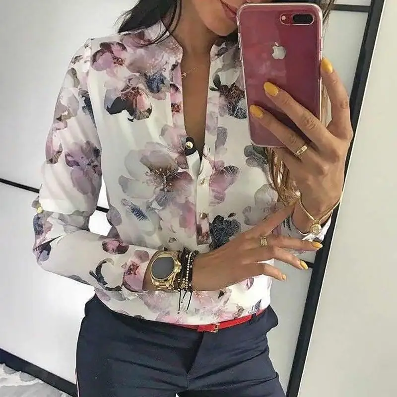 2019 Spring Women Elegant Casual Blouse Floral Print Button Design Long Sleeve Shirt Basic Top
2019 Spring Women Elegant Casual Blouse Floral Print Button Design Long Sleeve Shirt Basic Top