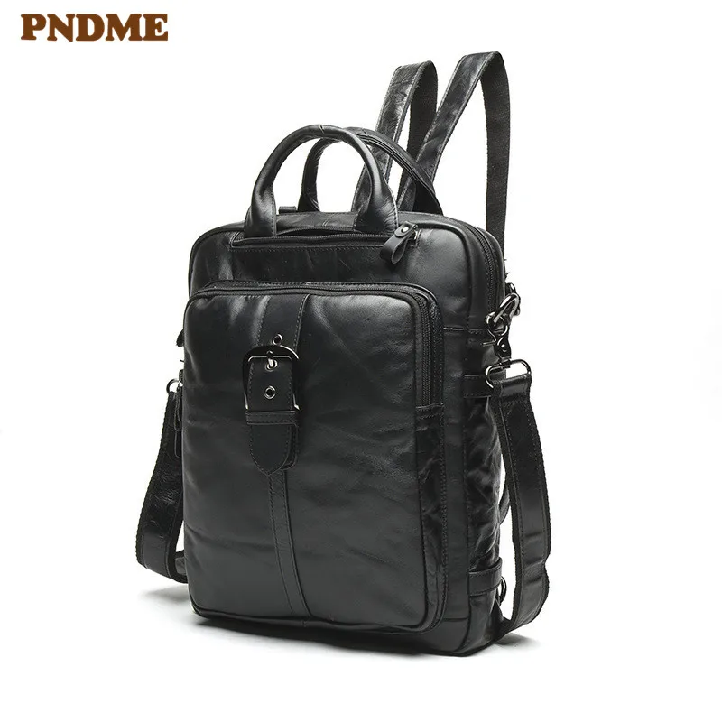 PNDME casual simple high quality genuine leather men's women's backpack first layer cowhide black travel laptop bagpack bookbags
PNDME casual simple high quality genuine leather men's women's backpack first layer cowhide black travel laptop bagpack bookbags