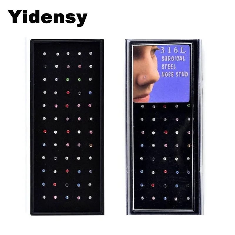 Yidensy 60pcs/box Stainless Steel Nose Stud Crystal Not Allergic Piercing Labret Lip Navel Belly Ring Women Dance Jewelry
Yidensy 60pcs/box Stainless Steel Nose Stud Crystal Not Allergic Piercing Labret Lip Navel Belly Ring Women Dance Jewelry