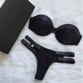 Black Bandeau Bikini Set Strapless Swimwear Women Push Up Biquini Sexy Thong Bikini Patchwork Swimsuit Backless Bathingsuit
Black Bandeau Bikini Set Strapless Swimwear Women Push Up Biquini Sexy Thong Bikini Patchwork Swimsuit Backless Bathingsuit