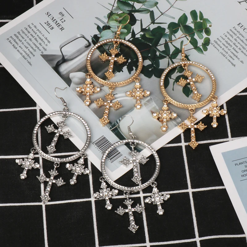 JURAN Trendy Big Round Metal Cross Dangle Earring for Women Oversize Gold Silver Color Punk Pendant Drop Earrings Jewelry 2019
JURAN Trendy Big Round Metal Cross Dangle Earring for Women Oversize Gold Silver Color Punk Pendant Drop Earrings Jewelry 2019