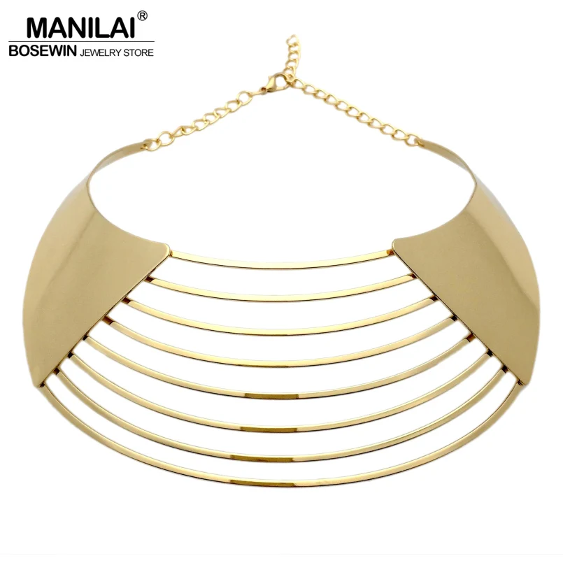 MANILAI Punk Big Metal Torques Choker Necklaces For Women Fashion Jewelry Layered Hollow Bib Collar Statement Necklace
MANILAI Punk Big Metal Torques Choker Necklaces For Women Fashion Jewelry Layered Hollow Bib Collar Statement Necklace