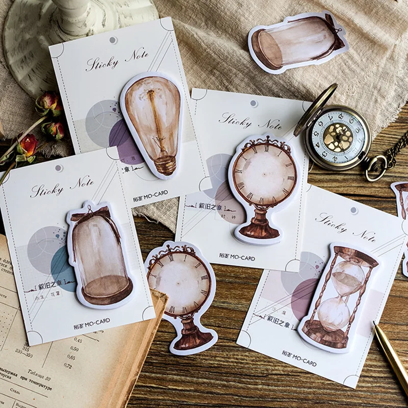 4 pcs Vintage time sticky note Sandglass Clock Bulb memo pad Guestbook Office planner sticker Stationery School supplies A6348
4 pcs Vintage time sticky note Sandglass Clock Bulb memo pad Guestbook Office planner sticker Stationery School supplies A6348