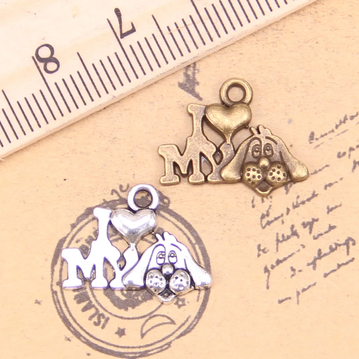120pcs Jewelry Charms I love my dog 17mm Antique Silver Plated Pendants Making DIY Handmade Tibetan | Украшения и аксессуары