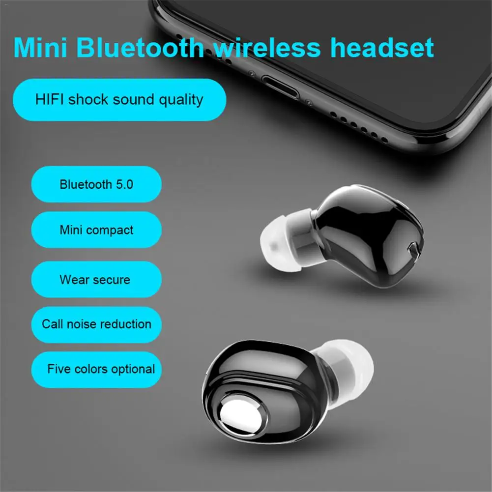 Mini Wireless Bluetooth 5.0 Earphone in-ear Sport Stereo Music Earbuds IPX5 Waterproof Headset With Mic Handsfree