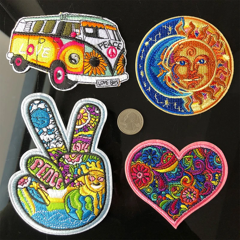 4Pcs Art Patch Hippie Love Bus Flowers Peace Cloth Badges Patch Embroidered Iron Sew on Applique Cute DIY Apparel Accessories
4Pcs Art Patch Hippie Love Bus Flowers Peace Cloth Badges Patch Embroidered Iron Sew on Applique Cute DIY Apparel Accessories