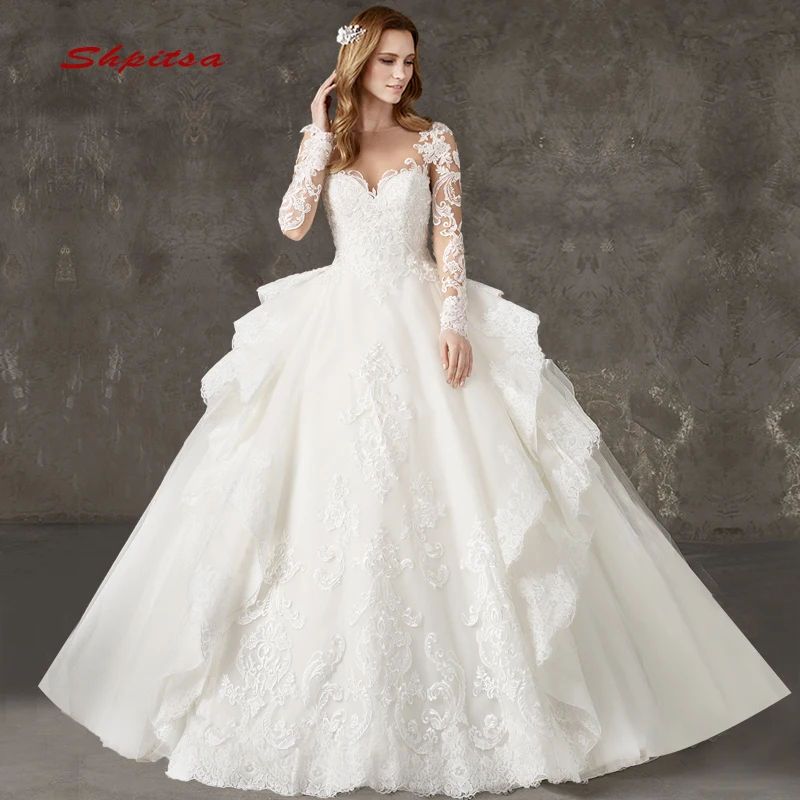 Long Sleeve Lace Wedding Dresses Ball Gown Tulle Wedding Gowns Weding Bridal Bride Dresses Weddingdress vestido de noiva
Long Sleeve Lace Wedding Dresses Ball Gown Tulle Wedding Gowns Weding Bridal Bride Dresses Weddingdress vestido de noiva