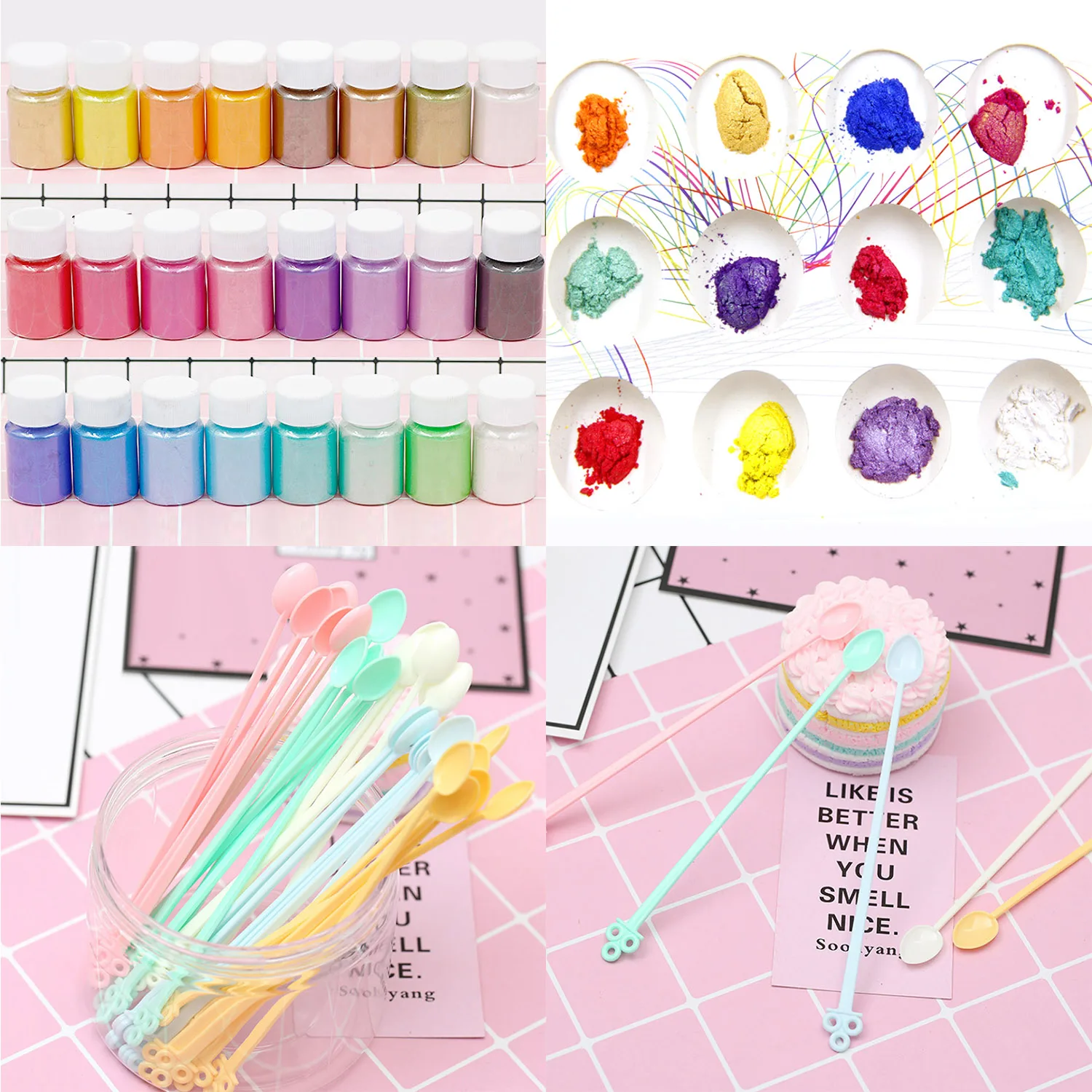 24 Colors Colorant Pigments Mica Pearl Powder with 30pcs Mini Spoon for DIY Nail Art Craft Projects Slime Bath Bomb Soap Making
24 Colors Colorant Pigments Mica Pearl Powder with 30pcs Mini Spoon for DIY Nail Art Craft Projects Slime Bath Bomb Soap Making