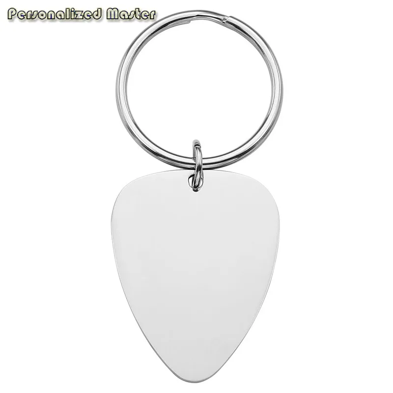 Engraved Free Silver Plated Personalised Guitar Pick Plectrum Keyring