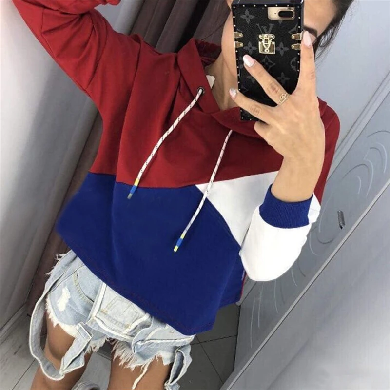 Womens Hoodie Tops and Blouses Patchwork Long Sleeve Harajuku Tumblr Women Clothing Moleton Feminino
Womens Hoodie Tops and Blouses Patchwork Long Sleeve Harajuku Tumblr Women Clothing Moleton Feminino