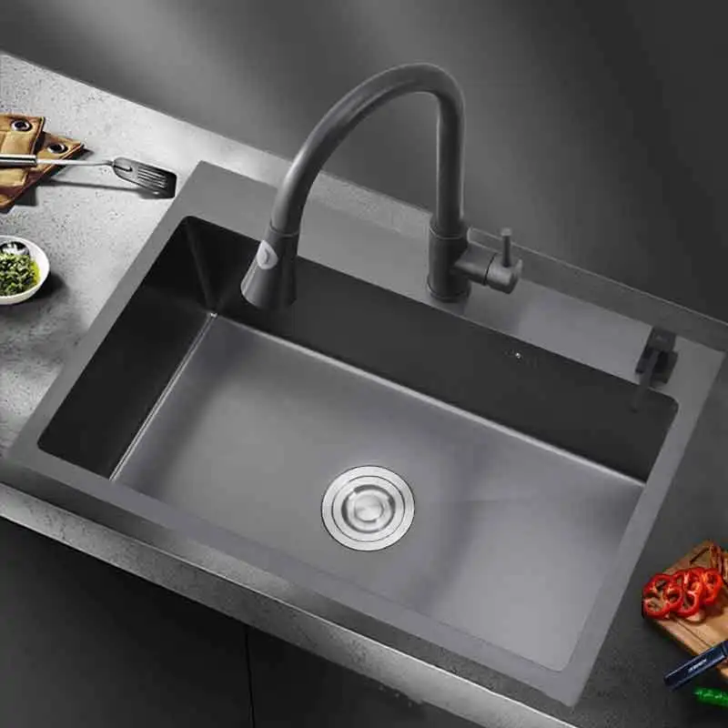 black stainless steel 304 nm hand made single slot basins sink Multifunction kitchen sink single bowl with faucet
black stainless steel 304 nm hand made single slot basins sink Multifunction kitchen sink single bowl with faucet
