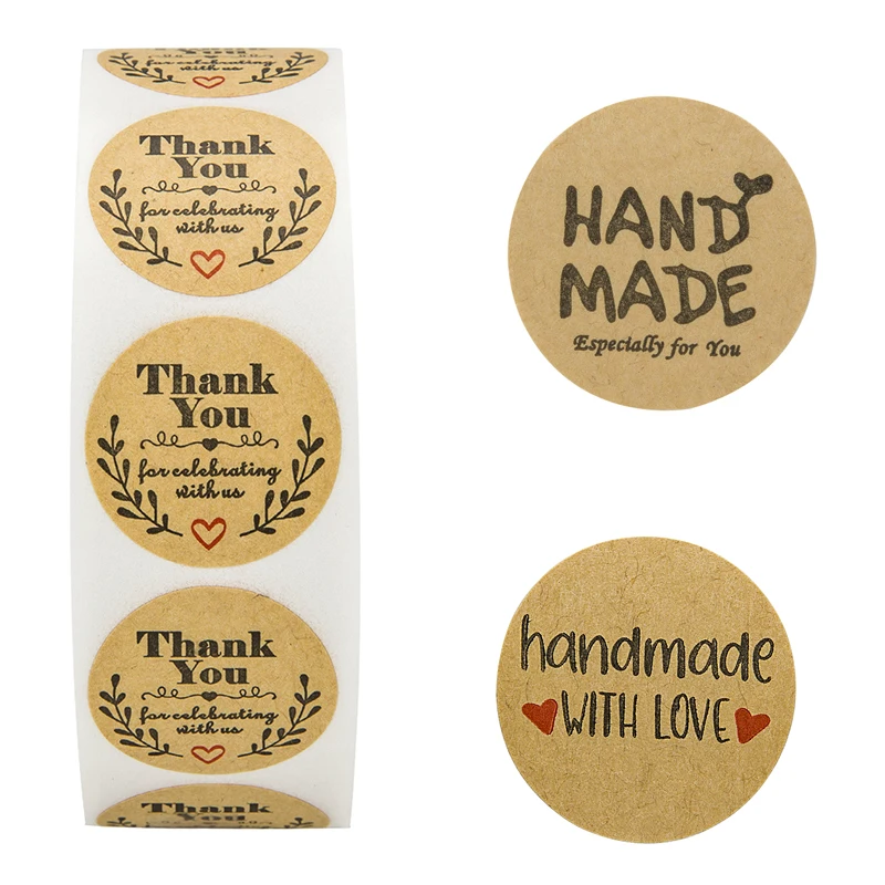 500 pcs/roll Kraft paper "Thank You "Stickers Handmade with Love DIY Gift Label wrapping Cookie box sticker Scrapbook label
500 pcs/roll Kraft paper "Thank You "Stickers Handmade with Love DIY Gift Label wrapping Cookie box sticker Scrapbook label