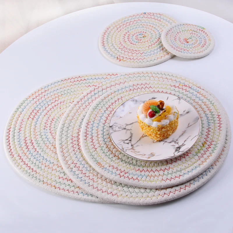 Hand-Woven Cotton Rope Placemat Kitchen Dining Table Mats Western Tableware Insulation Pads Non Slip Pot Bowl Dish Cup Coasters
Hand-Woven Cotton Rope Placemat Kitchen Dining Table Mats Western Tableware Insulation Pads Non Slip Pot Bowl Dish Cup Coasters