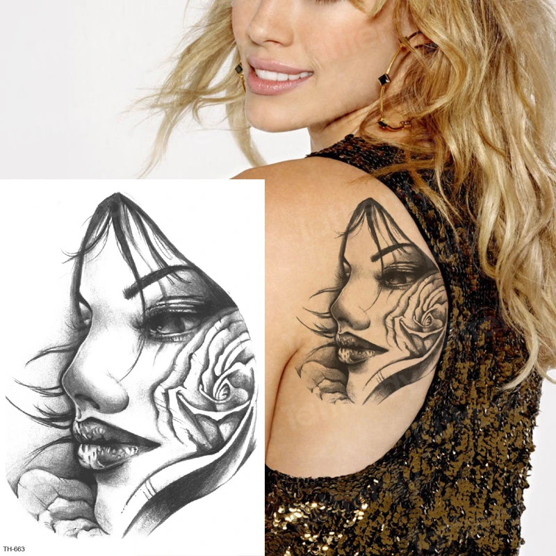 temporary tattoo sticker woman waterproof sketche designs women tatoo face back summer black long lasting tattoos | Красота и