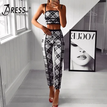 INDRESSME 2019 Women Fashion Plaid Sexy Strap Square Neck Short Top Long Pant Jacquard Bandage Suits Set Bandage 2 Pieces Sets
INDRESSME 2019 Women Fashion Plaid Sexy Strap Square Neck Short Top Long Pant Jacquard Bandage Suits Set Bandage 2 Pieces Sets