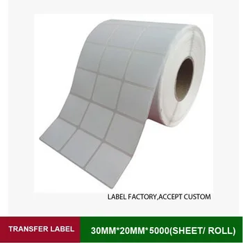 Thermal transfer label 30mm*20mm 5000 sheets per roll 3 row blank adhesive paper can customize use on barcode ribbon printer
Thermal transfer label 30mm*20mm 5000 sheets per roll 3 row blank adhesive paper can customize use on barcode ribbon printer
