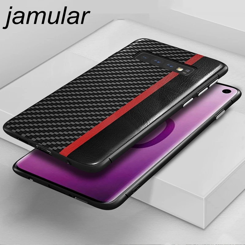 Jamular For Samsung Galaxy S10 Plus Lite Case Carbon Fiber Shockproof Leather Back Cover for Samsung S10E Silicone Edge Cover
Jamular For Samsung Galaxy S10 Plus Lite Case Carbon Fiber Shockproof Leather Back Cover for Samsung S10E Silicone Edge Cover